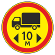 Дорожный знак 3.15 «Ограничение длины» (временный) (металл 0,8 мм, I типоразмер: диаметр 600 мм, С/О пленка: тип Б высокоинтенсив.)
